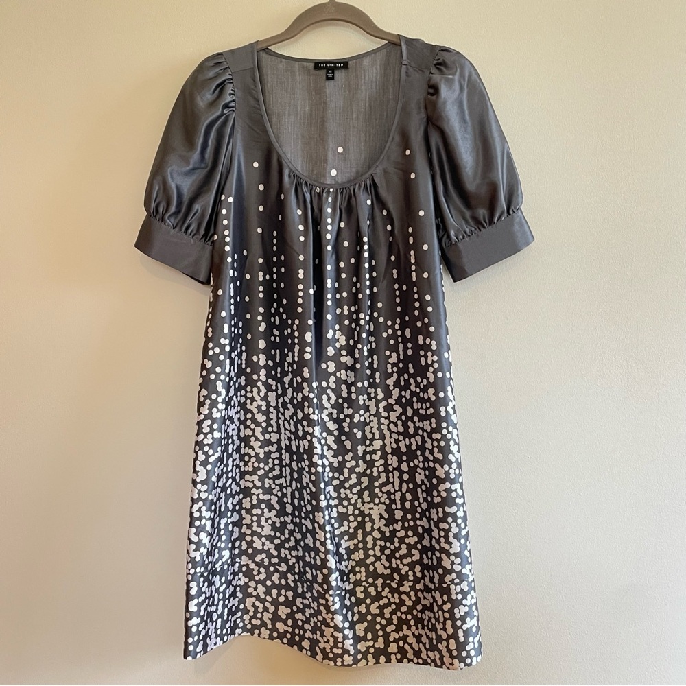 The Limited Gray Silk Blend Dress Size XS puffed sleeves satiny mini